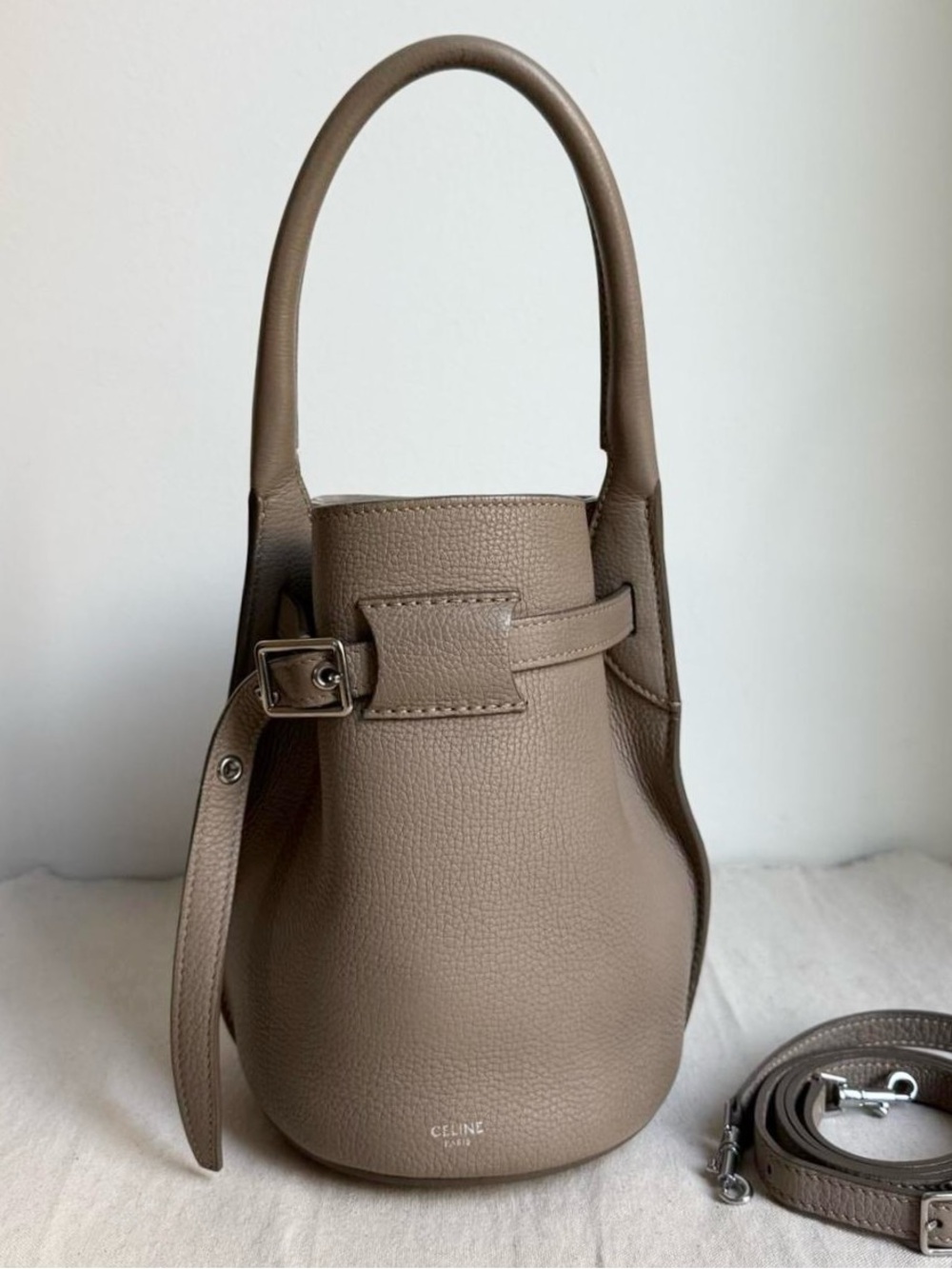 CELINE Big Bag Leather bucket nano small bucket $2200USD Griege